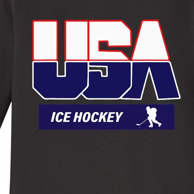 Ice Hockey 2024 Souvenir Usa Team Baby Long Sleeve Bodysuit