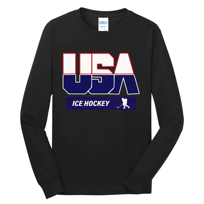 Ice Hockey 2024 Souvenir Usa Team Tall Long Sleeve T-Shirt