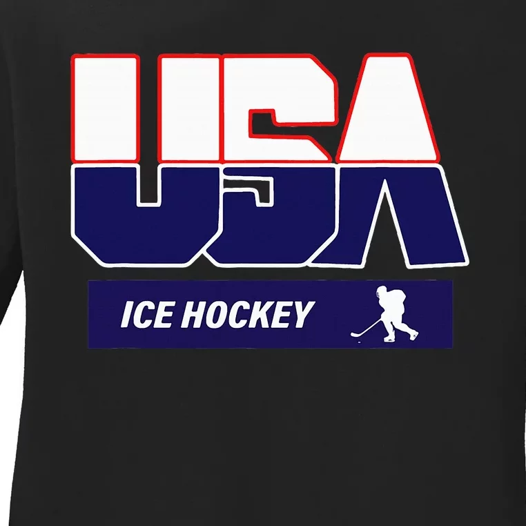 Ice Hockey 2024 Souvenir Usa Team Ladies Long Sleeve Shirt