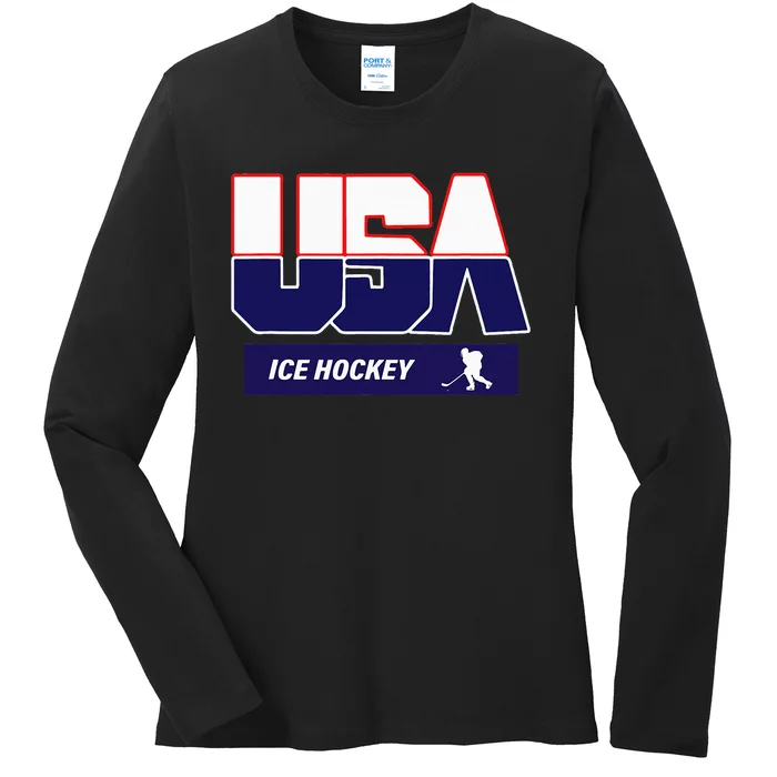 Ice Hockey 2024 Souvenir Usa Team Ladies Long Sleeve Shirt