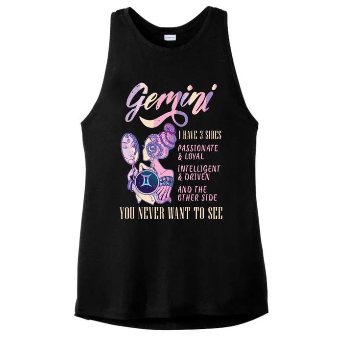 I Have 3 Sides Gemini Zodiac Sign Ladies Tri-Blend Wicking Tank