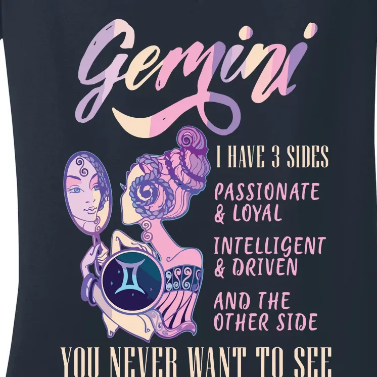 I Have 3 Sides Gemini Zodiac Sign Women's V-Neck T-Shirt