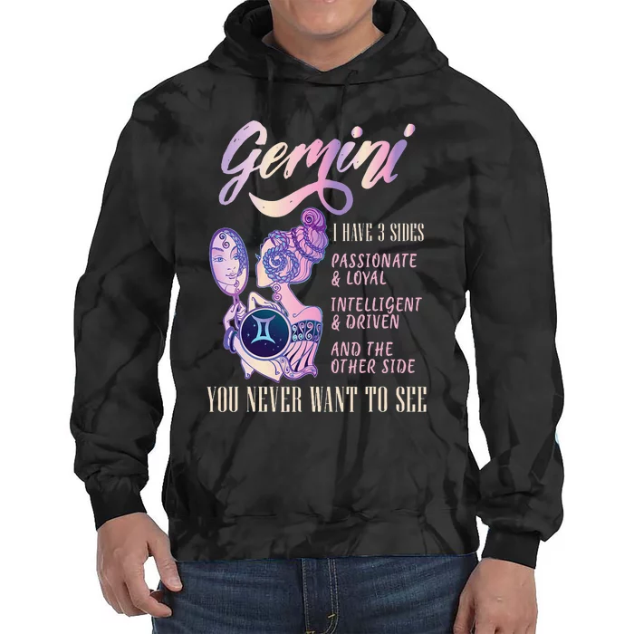 I Have 3 Sides Gemini Zodiac Sign Tie Dye Hoodie