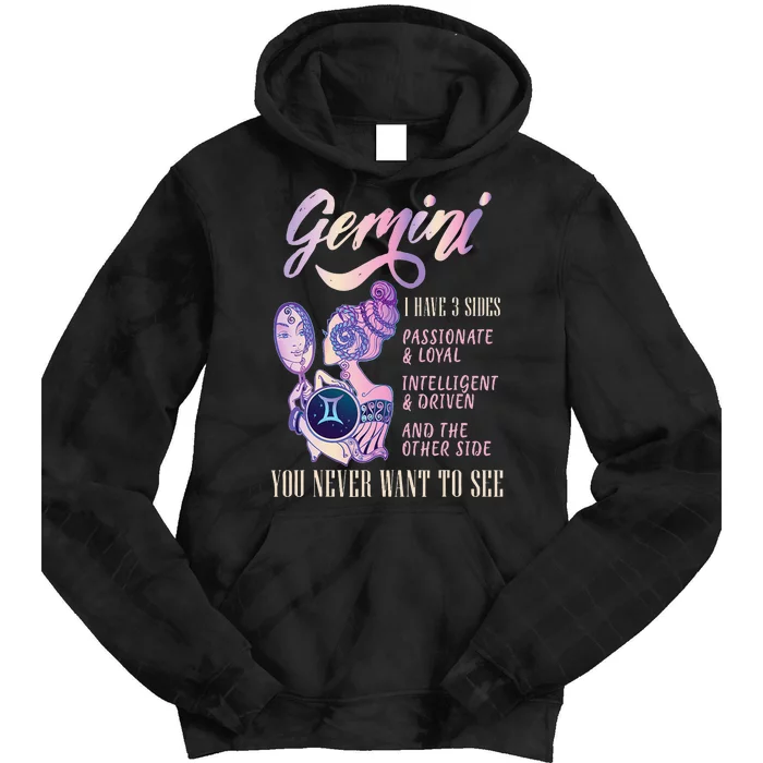 I Have 3 Sides Gemini Zodiac Sign Tie Dye Hoodie