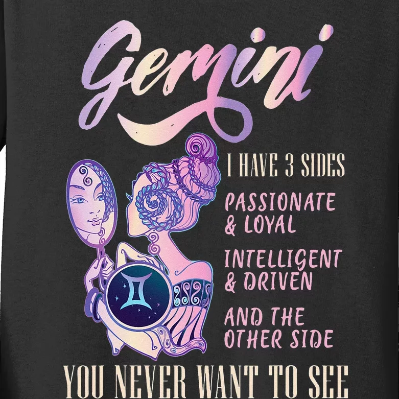 I Have 3 Sides Gemini Zodiac Sign Kids Long Sleeve Shirt