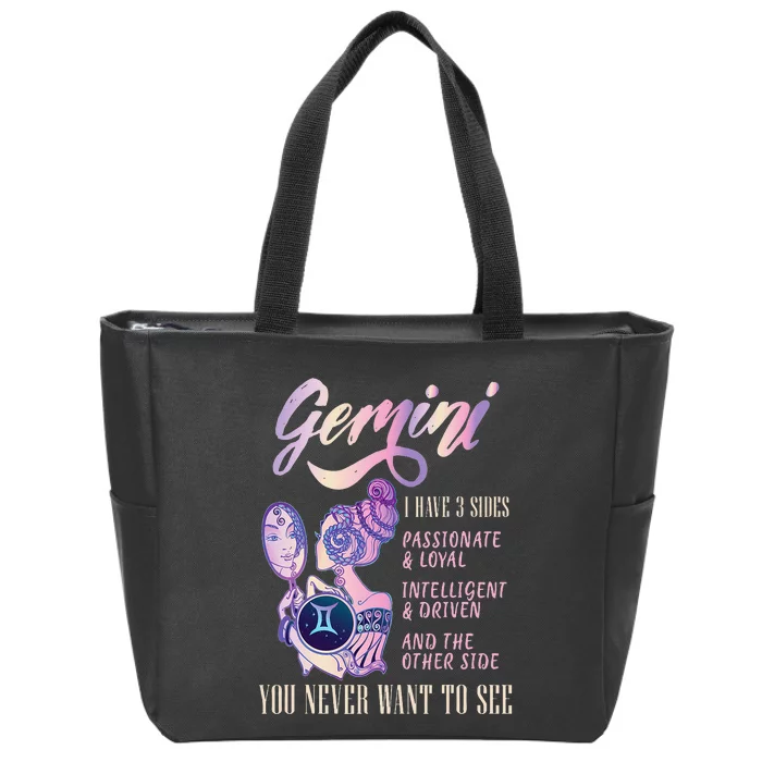 I Have 3 Sides Gemini Zodiac Sign Zip Tote Bag