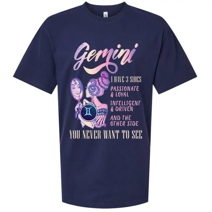 I Have 3 Sides Gemini Zodiac Sign Sueded Cloud Jersey T-Shirt