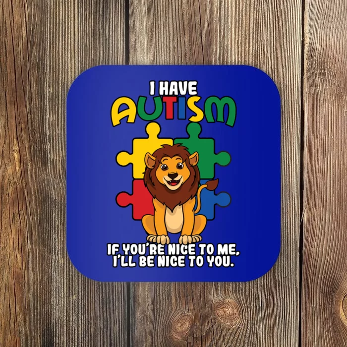 I Have Autism Puzzle Piece Lion Awareness Day Asperger Gift Coaster