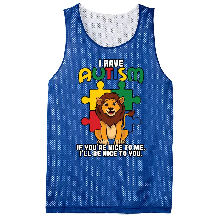 I Have Autism Puzzle Piece Lion Awareness Day Asperger Gift Mesh Reversible Basketball Jersey Tank