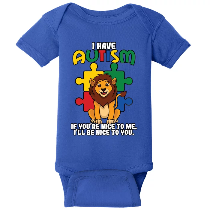 I Have Autism Puzzle Piece Lion Awareness Day Asperger Gift Baby Bodysuit