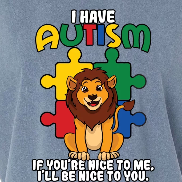 I Have Autism Puzzle Piece Lion Awareness Day Asperger Gift Garment-Dyed Women's Muscle Tee