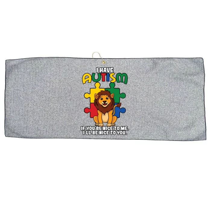 I Have Autism Puzzle Piece Lion Awareness Day Asperger Gift Large Microfiber Waffle Golf Towel