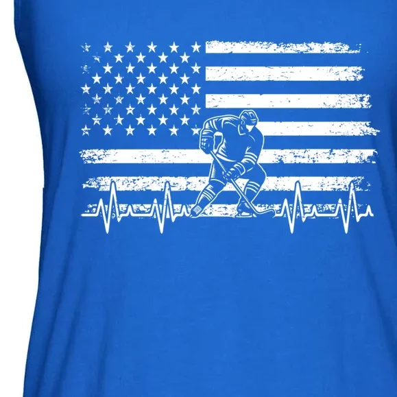 Ice Hockey American Flag Ice Hockey Player Heartbeat Rhytm Great Gift Ladies Essential Flowy Tank