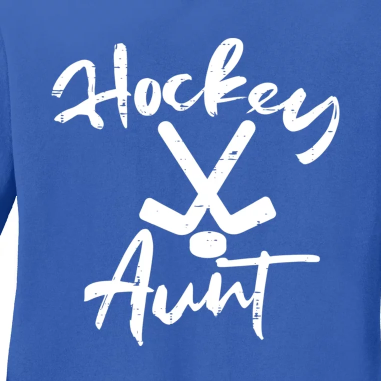 Ice Hockey Aunt Cute Mothers Day Aunty Auntie Nephew Gift Ladies Long Sleeve Shirt