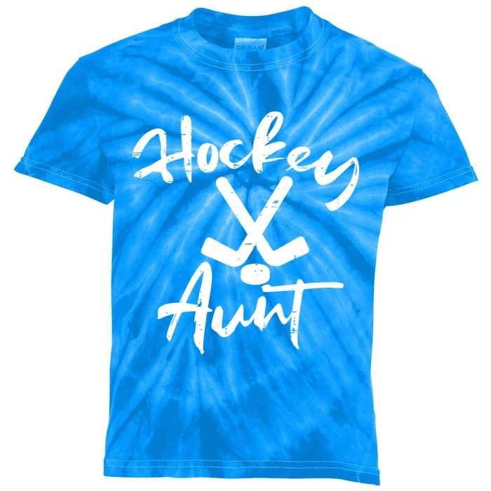 Ice Hockey Aunt Cute Mothers Day Aunty Auntie Nephew Gift Kids Tie-Dye T-Shirt