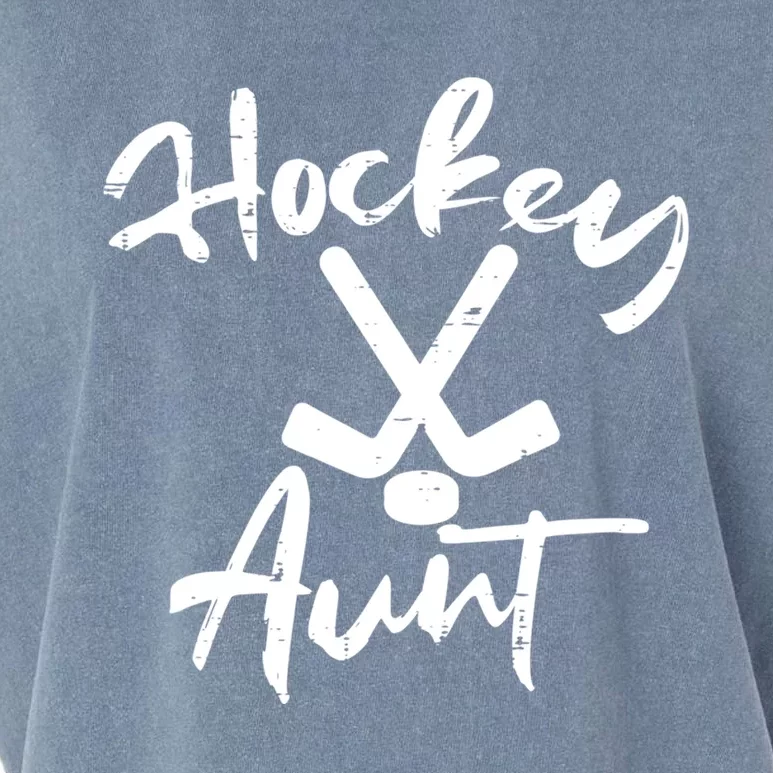 Ice Hockey Aunt Cute Mothers Day Aunty Auntie Nephew Gift Garment-Dyed Women's Muscle Tee