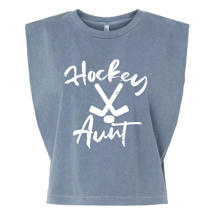 Ice Hockey Aunt Cute Mothers Day Aunty Auntie Nephew Gift Garment-Dyed Women's Muscle Tee