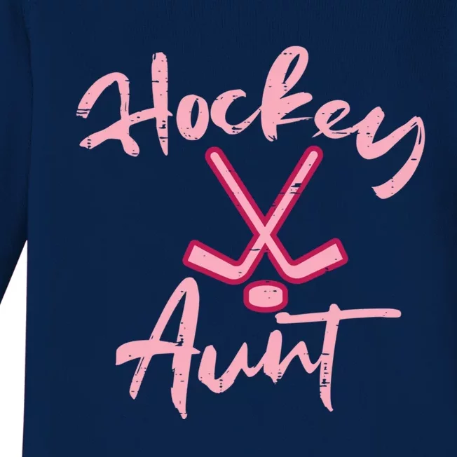 Ice Hockey Aunt Cute Mothers Day Aunty Auntie Nephew Gift Baby Long Sleeve Bodysuit