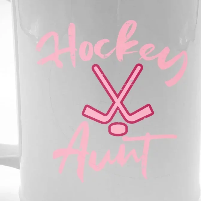 Ice Hockey Aunt Cute Mothers Day Aunty Auntie Nephew Gift Front & Back Beer Stein