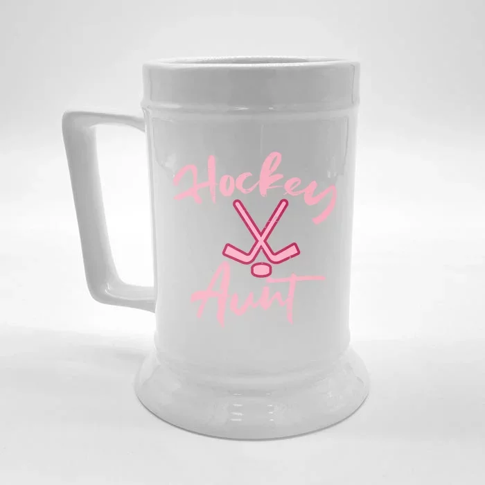 Ice Hockey Aunt Cute Mothers Day Aunty Auntie Nephew Gift Front & Back Beer Stein