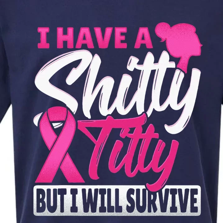 I Have A Shitty Titty But I Will Survive Breast Cancer Sueded Cloud Jersey T-Shirt