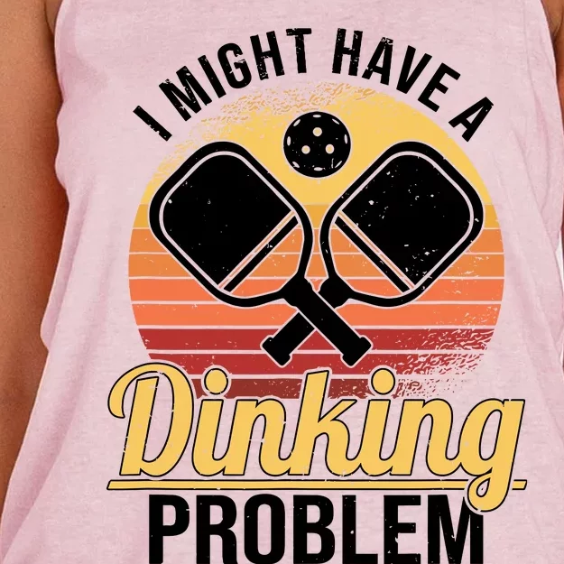 I Have A Dinking Problem Funny Pickleball Player Retro Women's Knotted Racerback Tank