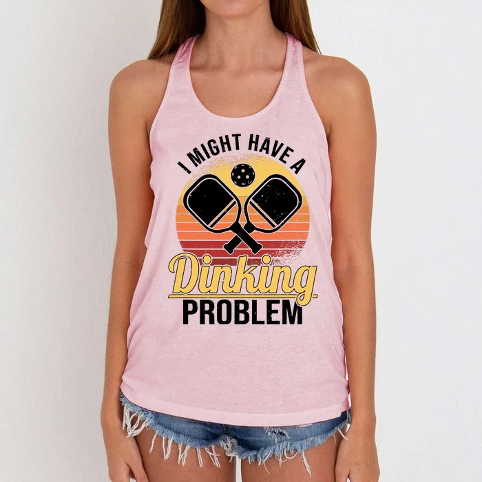 I Have A Dinking Problem Funny Pickleball Player Retro Women's Knotted Racerback Tank