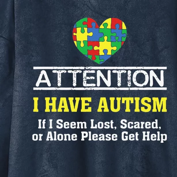 I Have Autism Puzzle Heart Autism Awareness Hooded Wearable Blanket