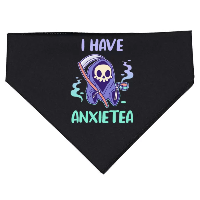 I Have Anxietea Cute Kawaii Grim Reaper With Tea USA-Made Doggie Bandana