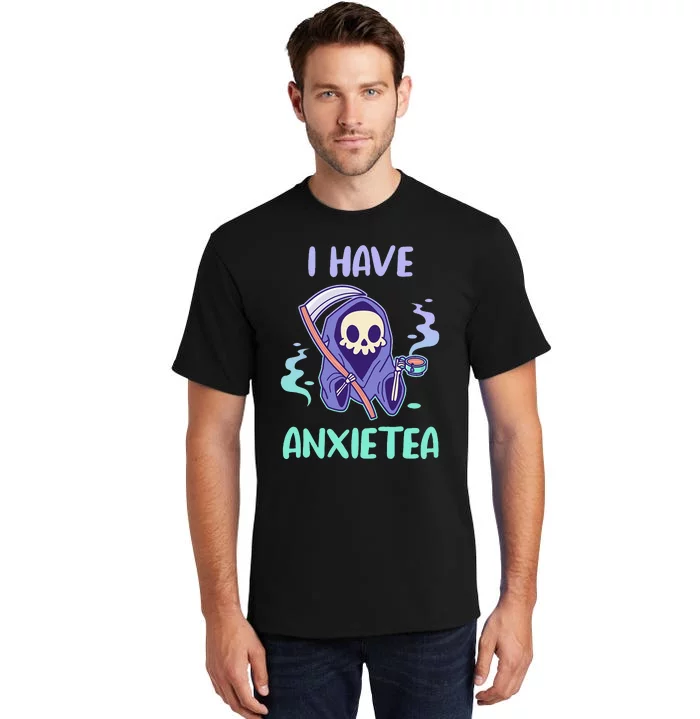 I Have Anxietea Cute Kawaii Grim Reaper With Tea Tall T-Shirt