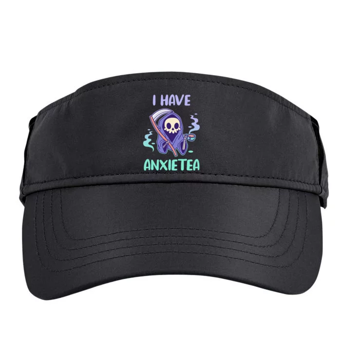 I Have Anxietea Cute Kawaii Grim Reaper With Tea Adult Drive Performance Visor