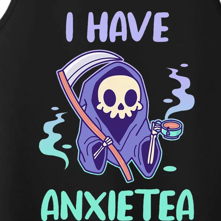 I Have Anxietea Cute Kawaii Grim Reaper With Tea Performance Tank