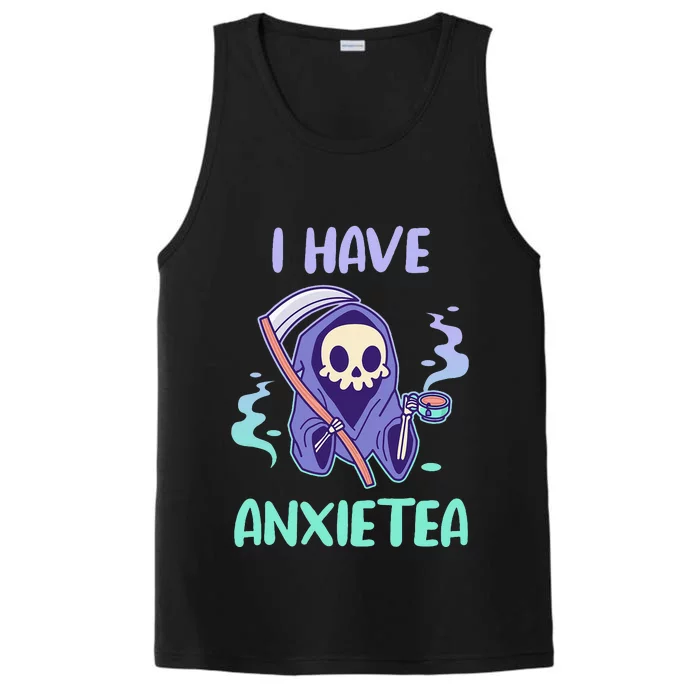 I Have Anxietea Cute Kawaii Grim Reaper With Tea Performance Tank