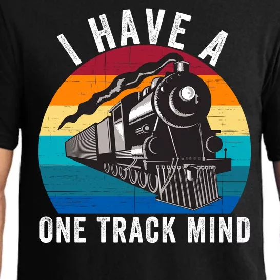 I Have A One Track Mind Locomotives Funny Train Enthusiast Funny Railroad Lover Pajama Set