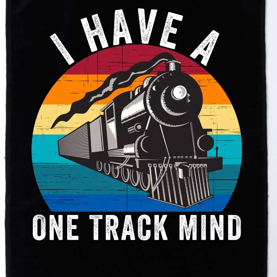 I Have A One Track Mind Locomotives Funny Train Enthusiast Funny Railroad Lover Platinum Collection Golf Towel