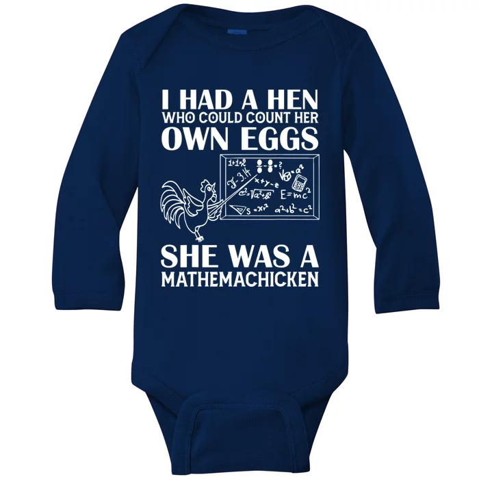 I Had A Hen Who Could Count Her Own Eggs Funny Chicken Lover Baby Long Sleeve Bodysuit