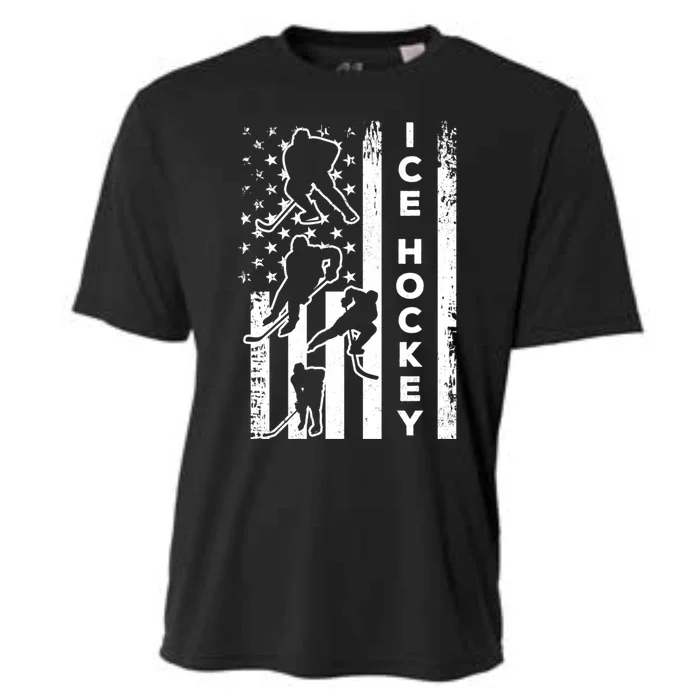 Ice Hockey America Flag I Ice Hockey Player Ice Hockey Flag Gift Cooling Performance Crew T-Shirt