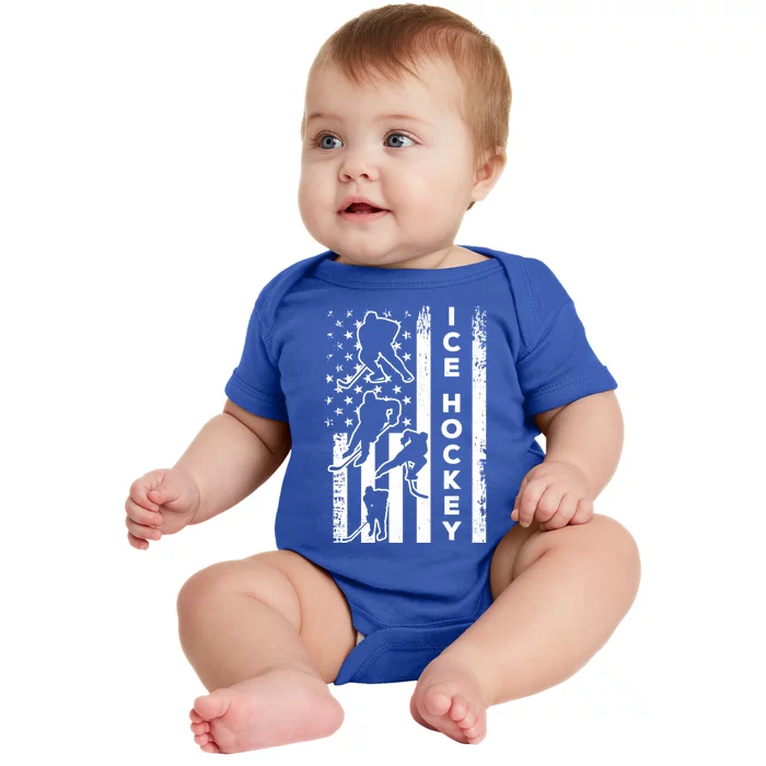 Ice Hockey America Flag I Ice Hockey Player Ice Hockey Flag Gift Baby Bodysuit