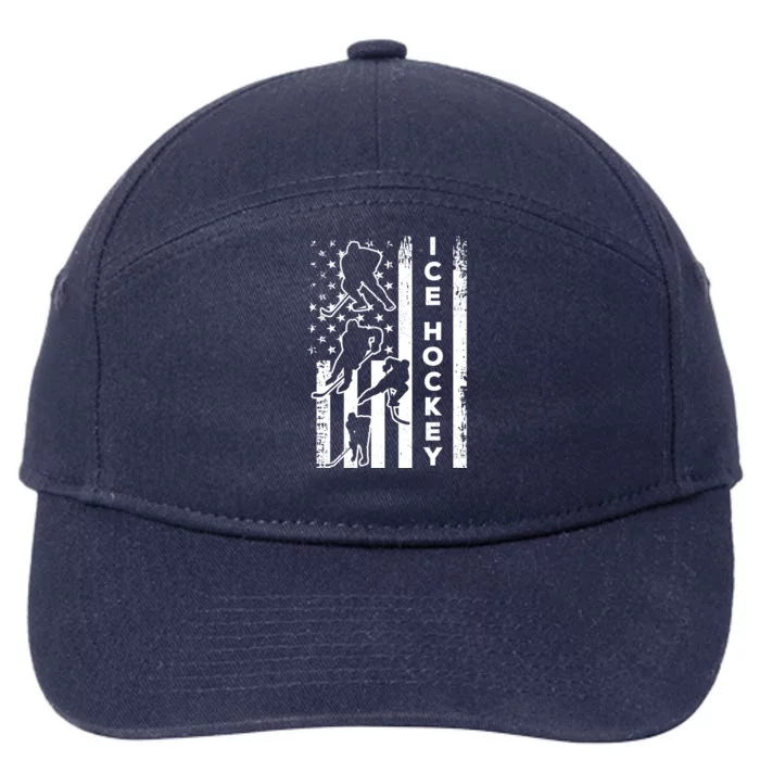 Ice Hockey America Flag I Ice Hockey Player Ice Hockey Flag Gift 7-Panel Snapback Hat