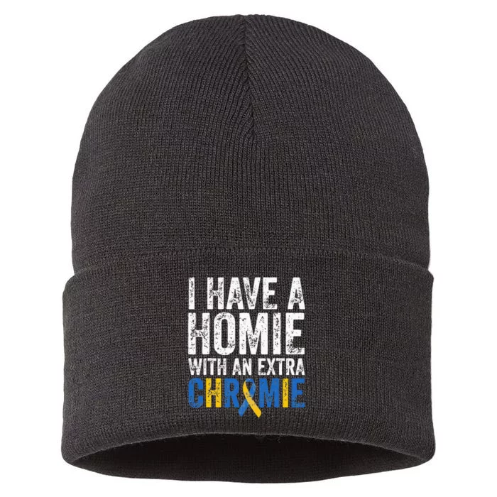 I Have A Homie With An Extra Chromie Down Syndrome Awareness Sustainable Knit Beanie