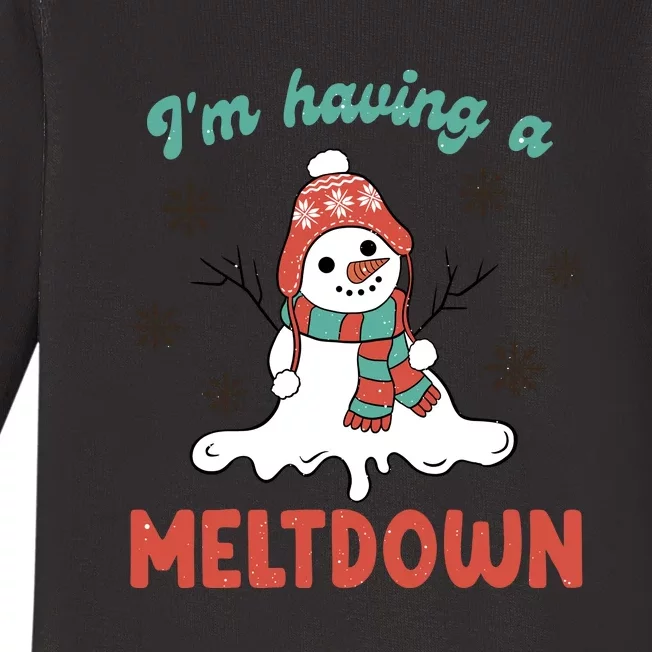 I'm Having A Meltdown Retro Christmas Snowman Gift Baby Long Sleeve Bodysuit