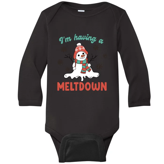 I'm Having A Meltdown Retro Christmas Snowman Gift Baby Long Sleeve Bodysuit