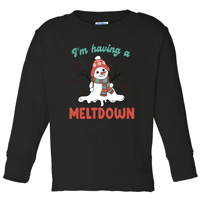 I'm Having A Meltdown Retro Christmas Snowman Gift Toddler Long Sleeve Shirt