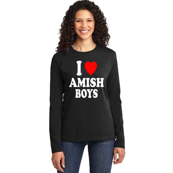 I Heart Amish Attraction Handsome Hot Sexy Ladies Long Sleeve Shirt