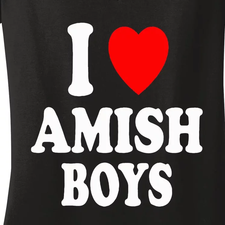 I Heart Amish Attraction Handsome Hot Sexy Women's V-Neck T-Shirt