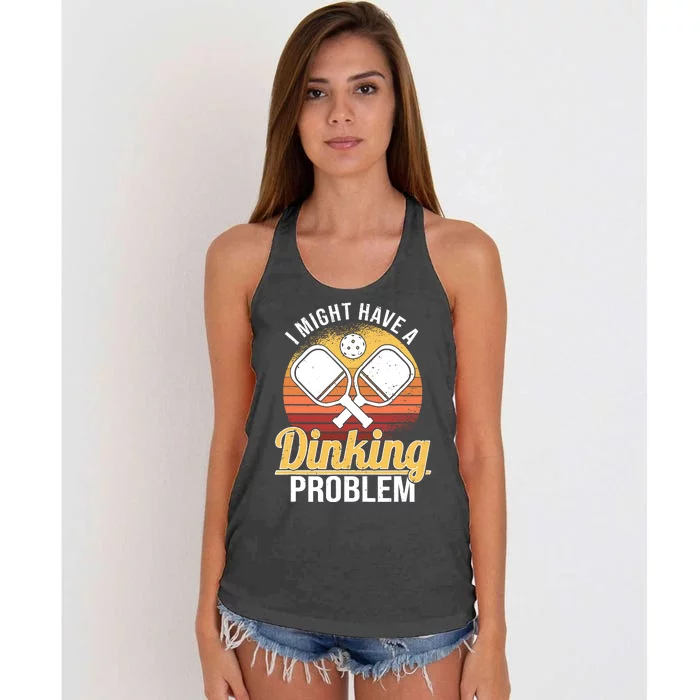 I Have A Dinking Problem Funny Pickleball Player Retro Women's Knotted Racerback Tank