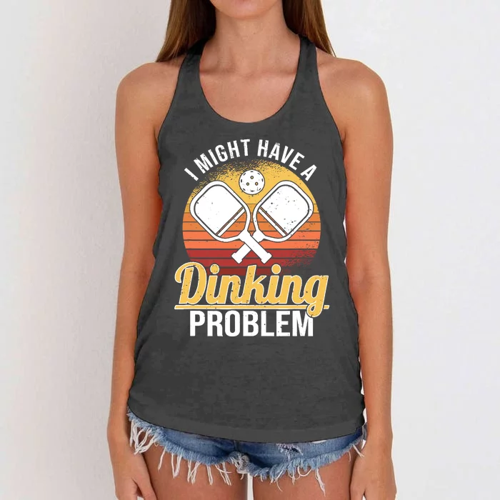 I Have A Dinking Problem Funny Pickleball Player Retro Women's Knotted Racerback Tank