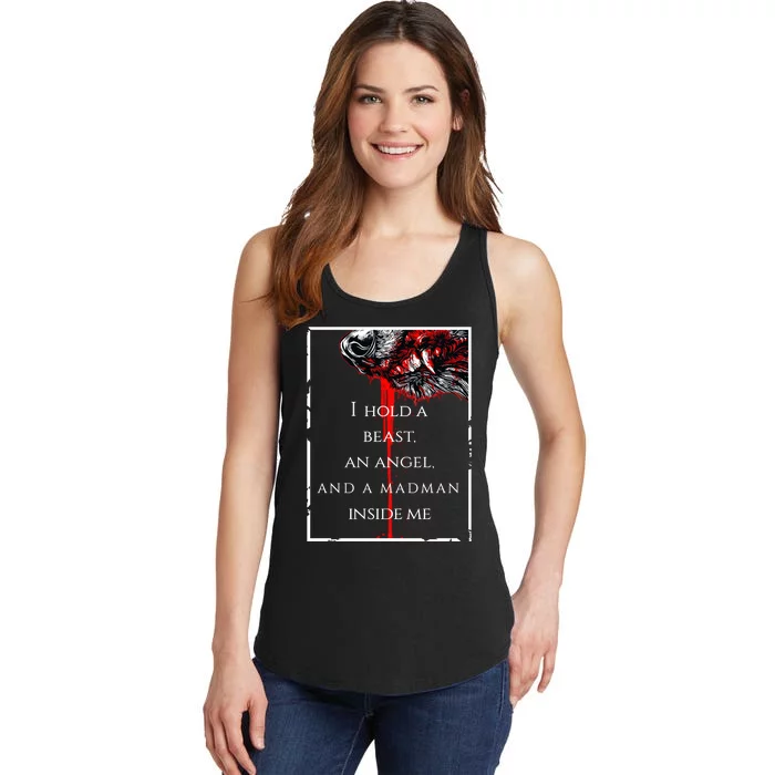 I Hold A Beast An Angel And A Madman Inside Me Ladies Essential Tank