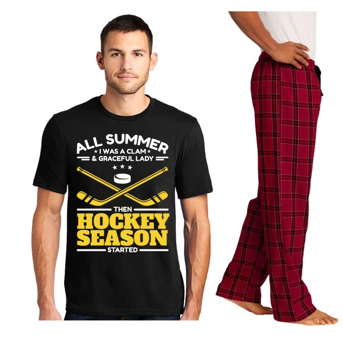 Ice Hockey All Summer Graceful Lady Then Hockey Season Gift Pajama Set