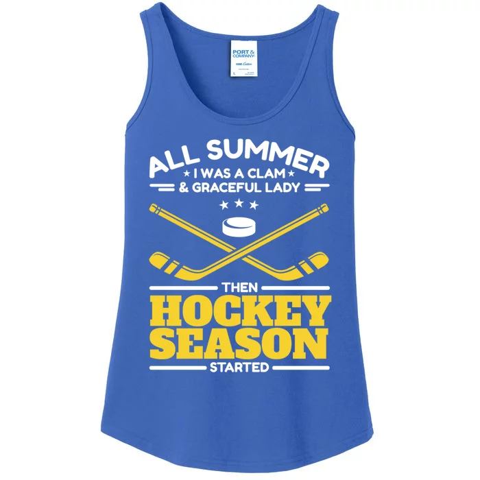 Ice Hockey All Summer Graceful Lady Then Hockey Season Gift Ladies Essential Tank